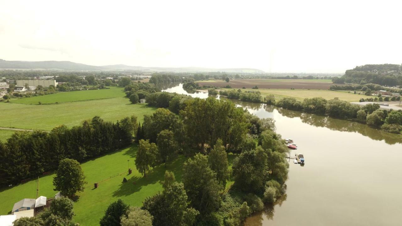 Weserwohnung - Bootshaus Urlaub Am Wasser Hamelin Bagian luar foto